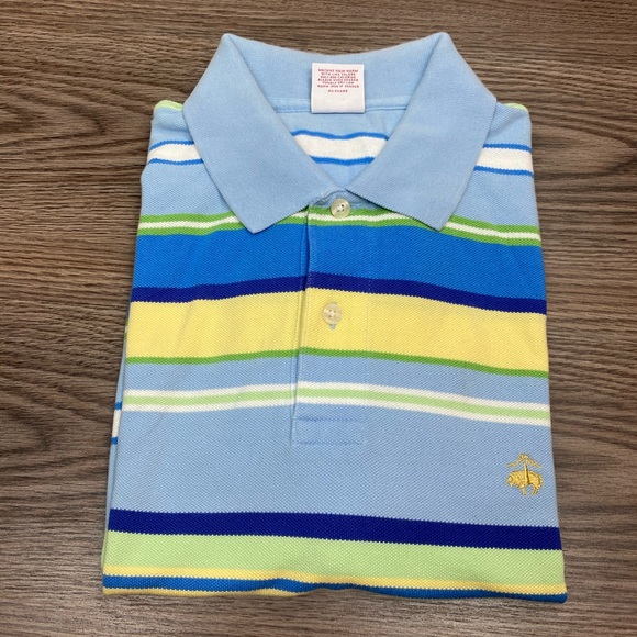 Brooks Brothers Other - Brooks Brothers Blue Yellow Green Stripe Shirt L